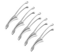 M METERXITY 5 Pcs Korean and Japanese BBQ Tongs 10 Inch Barbecue Tongs 304 Stainless Steel Kitchen Self-Standing Grill Non-Slip for Grill/Salad/Camping/Cooking [Silver]