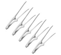 M METERXITY 5 Pcs Korean and Japanese BBQ Tongs 11.2 Inch Barbecue Tongs 304 Stainless Steel Kitchen Self-Standing Grill Non-Slip for Grill/Salad/Camping/Cooking [Silver]