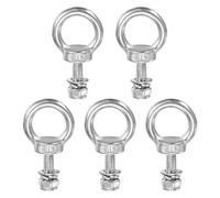 M METERXITY 5-Sets Eye Bolts with Nuts, M6x20mm 304 Stainless Steel Lifting Shoulder Eye Bolt with Washer and Nut for Hanging [Silver Tone]