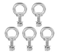 M METERXITY 5-Sets Eye Bolts with Nuts, M8x25mm 304 Stainless Steel Lifting Shoulder Eye Bolt with Washer and Nut for Hanging [Silver Tone]