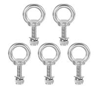 M METERXITY 5-Sets Eye Bolts with Nuts, M8x30mm 304 Stainless Steel Lifting Shoulder Eye Bolt with Washer and Nut for Hanging [Silver Tone]