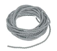 M METERXITY 5 Yards Twisted Rope Trim, 3mm/0.12 in Silver Gray Soft Polyester Twisted Silk Rope Cord 3-Ply Decorative Cord for Gift Bag/DIY Crafts/Home Decor/Curtain Tieback