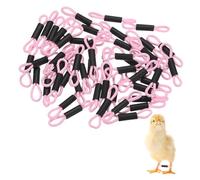M METERXITY 50-Pack Adjustable Chick Leg Bands 1.38" x 0.2" Light Pink