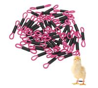 M METERXITY 50-Pack Adjustable Chick Leg Bands 1.38" x 0.2" Rose Red | Polyester Chicken Leg Brace, for Chicks, Ducks, Birds, Poultry Leg Bands