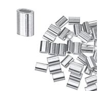 M METERXITY 50-Pack Aluminum Crimping Loop Sleeves, 1.2mm 3/64" Single Round Barrel Wire Rope Sleeves Cable Ferrule for Wire Rope/Cables Crimping Loop Sleeve