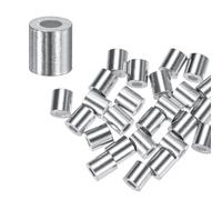 M METERXITY 50-Pack Aluminum Crimping Loop Sleeves, 2mm 5/64" Round Barrel Wire Rope Sleeves Cable Ferrule for Wire Rope/Cables Crimping Loop Sleeve