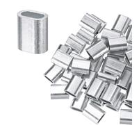 M METERXITY 50-Pack Aluminum Crimping Loop Sleeves, 4mm 1/6" Single Round Barrel Wire Rope Sleeves Cable Ferrule for Wire Rope/Cables Crimping Loop Sleeve