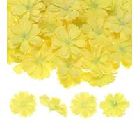 M METERXITY 50-Pack Artificial Flower Heads, Silk Fake Plum Blossom Head for Wedding/Garland/Hat/Shoes/Party Decoration, Faux Bulk Flower Petals [1.97 Inch, Yellow]