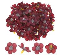 M METERXITY 50-Pack Artificial Flower Heads, Small Silk Faux Daisy Flowers for Wedding/Garland/Hat/Shoes/Party Decoration, Fake Mini Cherry Blossom Petals Bulk [Wine Red]