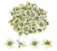 M METERXITY 50-Pack Artificial Flower Heads, Small Silk Faux Daisy Flowers for Wedding/Garland/Hat/Shoes/Party Decoration, Fake Mini Cherry Blossom Petals Bulk [Light Green]
