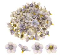 M METERXITY 50-Pack Artificial Flower Heads, Small Silk Faux Daisy Flowers for Wedding/Garland/Hat/Shoes/Party Decoration, Fake Mini Cherry Blossom Petals Bulk [Gray Purple]