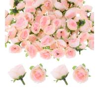 M METERXITY 50-Pack Artificial Roses Heads, 1.2 Inch Small Silk Faux Rose Head for Wedding/Bouquet/Party Decorations, Fake Bloom Flower Heads Buds [Champagne]