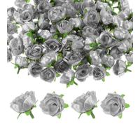 M METERXITY 50-Pack Artificial Roses Heads, 1.2 Inch Small Silk Faux Rose Head for Wedding/Bouquet/Party Decorations, Fake Bloom Flower Heads Buds [Silver Tone]