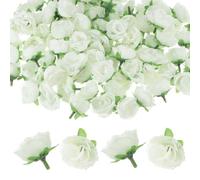 M METERXITY 50-Pack Artificial Roses Heads, 1.2 Inch Small Silk Faux Rose Head for Wedding/Bouquet/Party Decorations, Fake Bloom Flower Heads Buds [Cream]