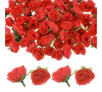 M METERXITY 50-Pack Artificial Roses Heads, 1.2 Inch Small Silk Faux Rose Head for Wedding/Bouquet/Party Decorations, Fake Bloom Flower Heads Buds [Red]