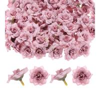 M METERXITY 50-Pack Artificial Roses Heads, Silk Faux Rose Head for Wedding/Bouquet/DIY Crafts/Party Decoration, Fake Bloom Flower Heads Buds [Light Brown]