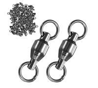 M METERXITY 50-Pack Ball Bearing Fishing Swivels, 4# 0.91In (23mm) Stainless Steel Lure Leader Line Connector for Fishing/Saltwater/Freshwater, High Strength Welded Ring [Black]