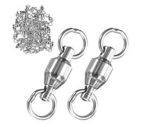 M METERXITY 50-Pack Ball Bearing Fishing Swivels, 4# 0.91In (23mm) Stainless Steel Lure Leader Line Connector for Fishing/Saltwater/Freshwater, High Strength Welded Ring [Silver]