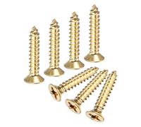 M METERXITY 50-Pack Brass Wood Screws, M3 x 16mm Phillips Flat Head Self-Tapping Screw Connector Fasteners for Door Hinges/Woodworking/Furniture Repair/Gardening/DIY Crafts Decorative Screws