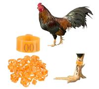 M METERXITY 50-Pack Chicken Leg Bands, 16 mm Plastic Poultry Identification Chicken Leg Rings for Turkey/Duck/Goose/Chicks, Colorful Numbered Foot Clip on Tags [Orange]