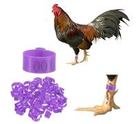 M METERXITY 50-Pack Chicken Leg Bands, 16 mm Plastic Poultry Identification Chicken Leg Rings for Turkey/Duck/Goose/Chicks, Colorful Numbered Foot Clip on Tags [Purple]