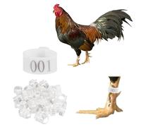 M METERXITY 50-Pack Chicken Leg Bands, 16 mm Plastic Poultry Identification Chicken Leg Rings for Turkey/Duck/Goose/Chicks, Colorful Numbered Foot Clip on Tags [White]