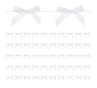 M METERXITY 50-Pack Classic White Polyester Satin Ribbon Twist Tie Bows, 2.4x2.8 Inch, Multipurpose for Craft DIY/Baked Goods/Hair Bow Sewing/Wedding/Birthday/Party