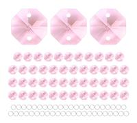 M METERXITY 50-Pack Crystal 2 Hole Octagon Prisms, 14mm/0.55 Inch Chandelier Pendant Maker Hanging Crystals Chandelier Prisms for Home/Windows/Garden/DIY Decoration[Pink]