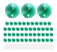 M METERXITY 50-Pack Crystal 2 Hole Octagon Prisms, 14mm/0.55 Inch Chandelier Pendant Maker Hanging Crystals Chandelier Prisms for Home/Windows/Garden/DIY Decoration[Peacock Green]