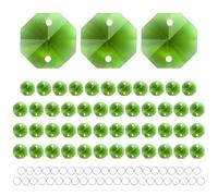 M METERXITY 50-Pack Crystal 2 Hole Octagon Prisms, 14mm/0.55 Inch Chandelier Pendant Maker Hanging Crystals Chandelier Prisms for Home/Windows/Garden/DIY Decoration[Green]