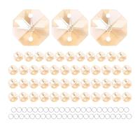 M METERXITY 50-Pack Crystal 2 Hole Octagon Prisms, 14mm/0.55 Inch Chandelier Pendant Maker Hanging Crystals Chandelier Prisms for Home/Windows/Garden/DIY Decoration[Golden Champagne]