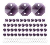 M METERXITY 50-Pack Crystal 2 Hole Octagon Prisms, 14mm/0.55 Inch Chandelier Pendant Maker Hanging Crystals Chandelier Prisms for Home/Windows/Garden/DIY Decoration[Violet]