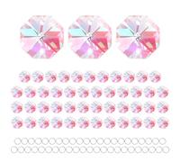 M METERXITY 50-Pack Crystal 2 Hole Octagon Prisms, 14mm/0.55 Inch Chandelier Pendant Maker Hanging Crystals Chandelier Prisms for Home/Windows/Garden/DIY Decoration[AB Color]
