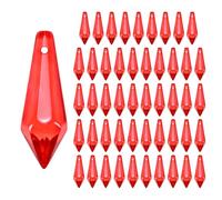 M METERXITY 50-Pack Crystal Icicle Prisms, 34mm/1.34 Inch Chandelier Pendant Maker Hanging Crystals Chandelier Prisms for Home/Windows/Garden/DIY Decoration[Dark Red]