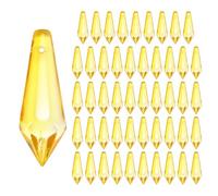 M METERXITY 50-Pack Crystal Icicle Prisms 34mm/1.34 inch, Golden Yellow