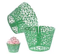 M METERXITY 50-Pack Cupcake Wrappers, Vine Decoration Dark Green | Standard Baking Cups for Wedding/Birthday Party/Bakeries/Cafes Cake Decoration, Bake Cake Paper