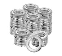 M METERXITY 50-Pack Curtain Grommets, 1-9/16" Inner Diameter Plastic Curtain Rings Clip Eyelet Rings Nanoscale Low Noise Roman Ring for Windows/Fabric, Home Drapes Grommets [Gloss Silver]