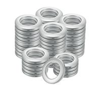 M METERXITY 50-Pack Curtain Grommets, 1-9/16" Inner Diameter Plastic Curtain Rings Clip Eyelet Rings Nanoscale Low Noise Roman Ring for Windows/Fabric, Home Drapes Grommets [Matte Silver]