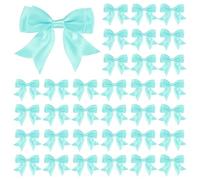M METERXITY 50-Pack Double-Deck Pre Tied Bows 3.6x2.2 Inch Checkered Fabric Pre Satin Ribbon Bows Boutique for Craft DIY/Treat Bags/Hair Bow Sewing/Wedding/Party/Christmas [Green]