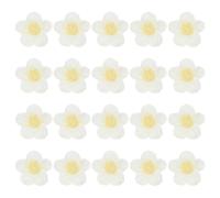 M METERXITY 50-Pack Flower Sew on Patches,1.6 Inch Handmade Beautiful Crochet Flowers Crochet Floral Petals DIY Appliques Embellishments for DIY Clothes/Hats/Hair/Bags [White and Yellow]