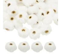 M METERXITY 50-Pack Fluffy Faux Fur Pom Pom Beads, 2cm(0.8in) Soft Fuzzy Spacer Bead for DIY Craft/Jewelry Making/Pens/Keychain/Handicrafts, Colorful Bulk Puff Beadable Items [White]