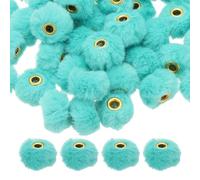 M METERXITY 50-Pack Fluffy Faux Fur Pom Pom Beads, 2cm(0.8in) Soft Fuzzy Spacer Bead for DIY Craft/Jewelry Making/Pens/Keychain/Handicrafts, Colorful Bulk Puff Beadable Items [Cyan Blue]