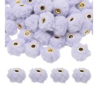 M METERXITY 50-Pack Fluffy Faux Fur Pom Pom Beads, 2cm(0.8in) Soft Fuzzy Spacer Bead for DIY Craft/Jewelry Making/Pens/Keychain/Handicrafts, Colorful Bulk Puff Beadable Items [Lavender]