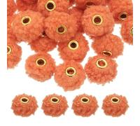 M METERXITY 50-Pack Fluffy Faux Fur Pom Pom Beads, 2cm(0.8in) Soft Wool Fuzzy Spacer Bead for DIY Craft/Jewelry Making/Pens/Keychain, Colorful Bulk Puff Beadable Items [Tangerine]