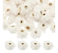 M METERXITY 50-Pack Fluffy Faux Fur Pom Pom Beads, 2cm(0.8in) Soft Wool Fuzzy Spacer Bead for DIY Craft/Jewelry Making/Pens/Keychain, Colorful Bulk Puff Beadable Items [White]