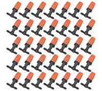 M METERXITY 50-Pack Garden Irrigation Spray Emitters, Three-Way Adjustable 1/4 Inch Barbed Micro Drip Sprinklers for Garden Watering System, Atomizing Nozzle Head Drippers [Orange]