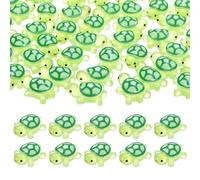 M METERXITY 50-Pack Luminous Mini Resin Turtles, 3.39" Glow in the Dark Tiny Sea Turtle for Fairy Garden/Micro Landscaping/Dollhouse, Cute Miniature Ocean Animal Figurine to Hide [Green]