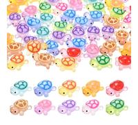 M METERXITY 50-Pack Luminous Mini Resin Turtles, 3.39" Glow in the Dark Tiny Sea Turtle for Fairy Garden/Micro Landscaping/Dollhouse, Cute Miniature Ocean Animal Figurine to Hide [Multicolor]