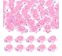 M METERXITY 50-Pack Luminous Mini Resin Turtles, 3.39" Glow in the Dark Tiny Sea Turtle for Fairy Garden/Micro Landscaping/Dollhouse, Cute Miniature Ocean Animal Figurine to Hide [Rose Red]