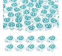 M METERXITY 50-Pack Luminous Mini Resin Turtles, 3.39" Glow in the Dark Tiny Sea Turtle for Fairy Garden/Micro Landscaping/Dollhouse, Cute Miniature Ocean Animal Figurine to Hide [Cyan]